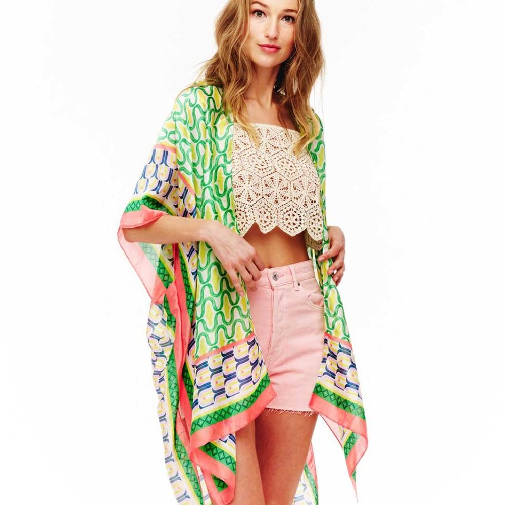 Womens Cardigan Festival Chill Chaser Longline Boho Printed Silky Open  Kimono